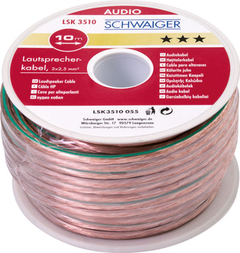 Schwaiger Lautsprecherkabel 2x2,5 mm² transparent, 10 m Leitungslänge