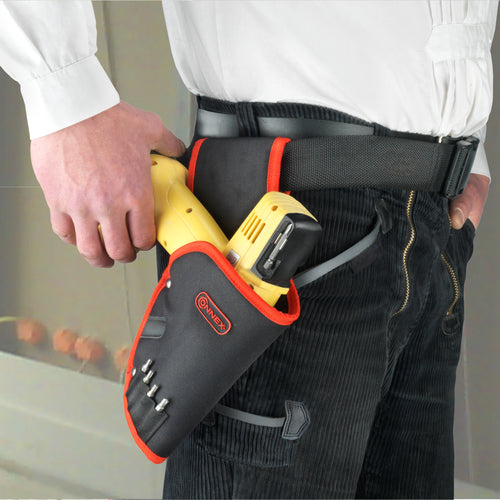 CONNEX Bohrerhalfter schwarz/orange mit Gummizug-Schlaufen