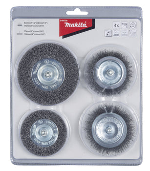MAKITA Rundbürsten-Set 4-teilig – Schleifbürste für Schleifen & Polieren
