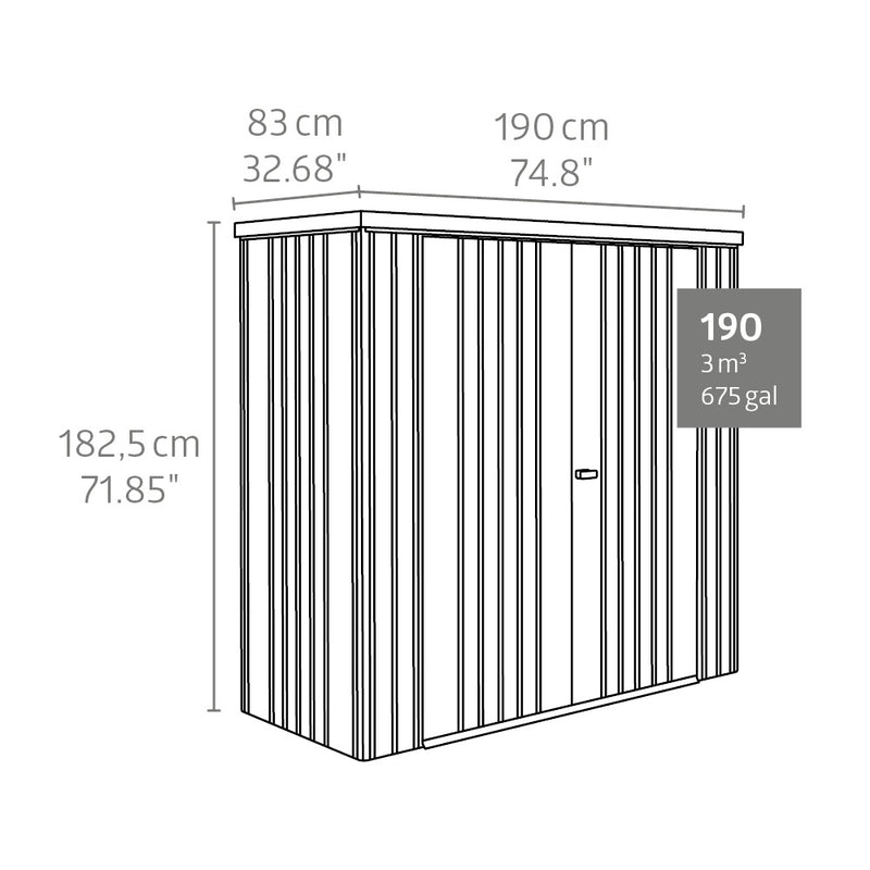 Biohort Geräteschrank – Größenübersicht, Geraeteschrank 190, Quarzgrau-metallic