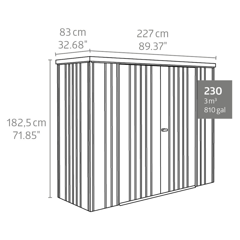 Biohort Geräteschrank – Größenübersicht, Geraeteschrank 230, Quarzgrau-metallic