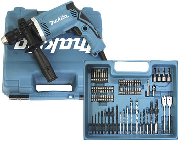 Makita HP1631KX3 Schlagbohrmaschine 710 W im Koffer inkl. Zubehörset (74-teilig)
