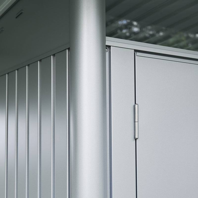 Biohort Gerätehaus AvantGarde – Detail, Material, Silber-metallic
