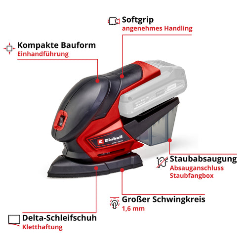Einhell TE-OS 18/150 Li Akku-Multischleifer Solo, 18 V, 150x150 mm