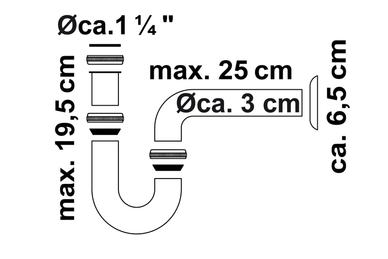 Schütte Röhrensiphon verchromt für Waschbecken, 1¼"x32 mm