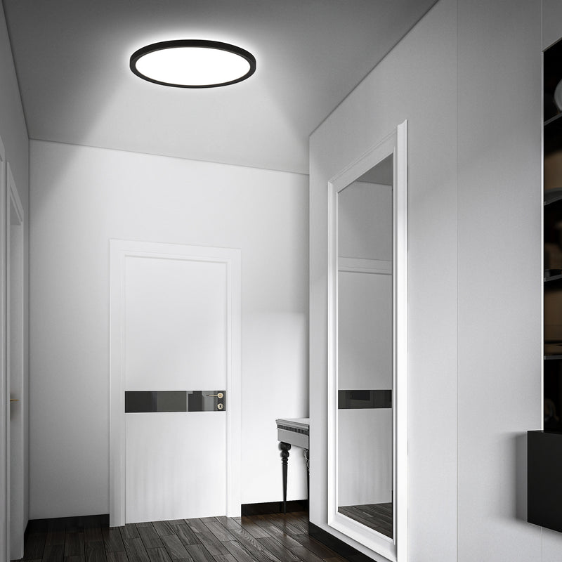 BRILONER Panel LED Ultra flat mit Backlight schwarz + Microwave IP44