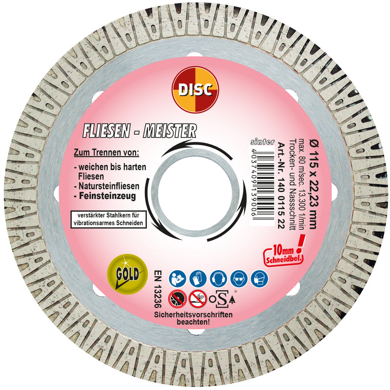 DISC Diamanttrennscheibe Fliesen-Meister 230 mm dünne Präzision (1 st)