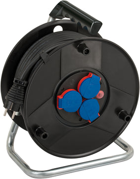 brennenstuhl Kabeltrommel schwarz 40 m H07RN-F, 3 Schutzkontakt-Steckdosen, IP44