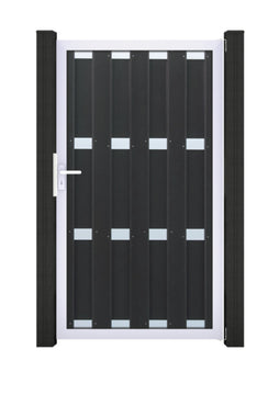 GroJaFertigzaun Tor DIN links, anthrazit/silber, Einflüglig 100 x 180 cm Rahmen