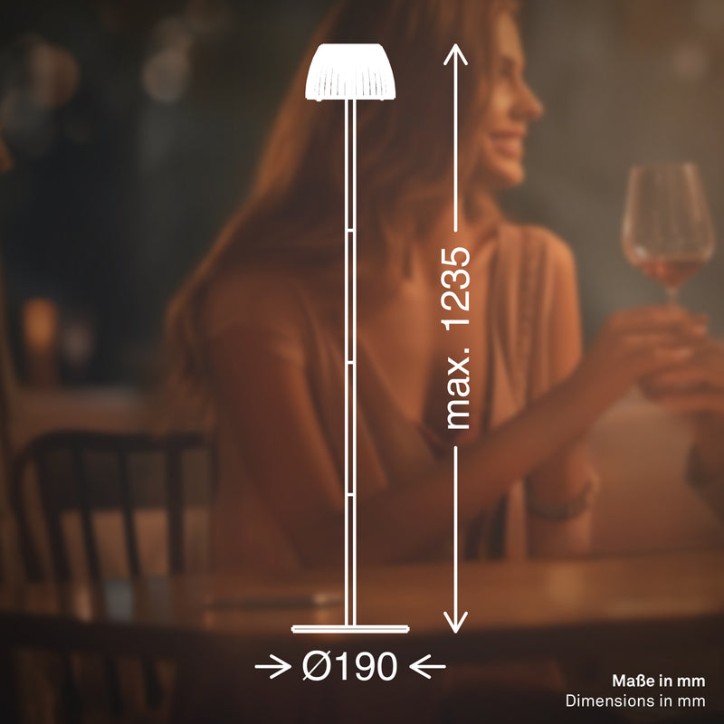 BRILONER Akku-Stehleuchte kupfer IP44 4,2 W Lichtkante 2700 K
