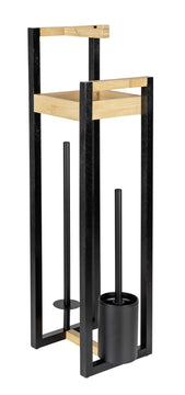 WENKO Braidi Stand-WC-Bürstengarnitur aus Bambus, braun (4-in-1)