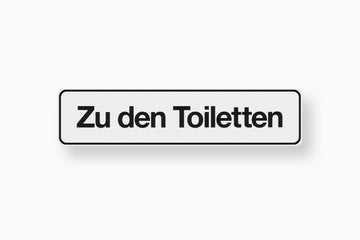 Conmetall Meister Hinweisschild zu den Toiletten, weißes PVC, selbstklebend
