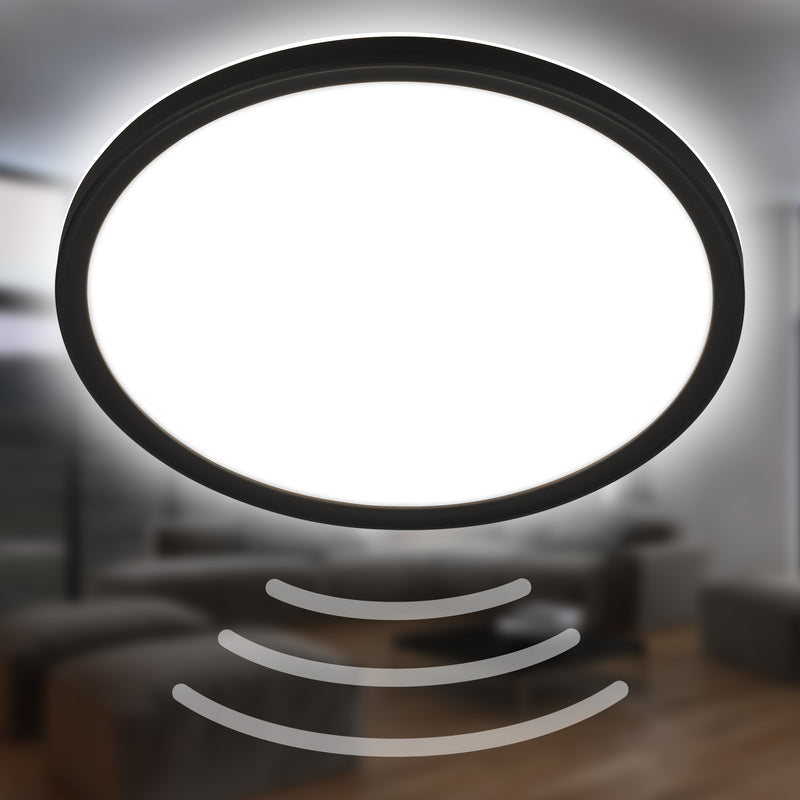 BRILONER Panel LED Ultra flat mit Backlight schwarz + Microwave IP44