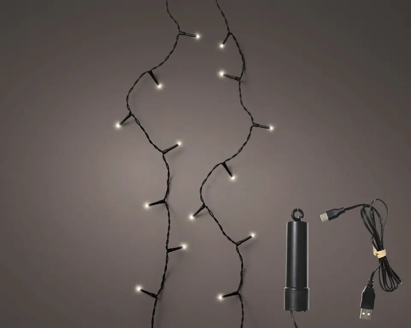 Kaemingk Duracharge Basic-Lichterkette blau/schwarz mit Timer 6 h, 742,5 cm