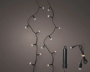 Kaemingk Duracharge Basic-Lichterkette blau/schwarz mit Timer 6 h, 742,5 cm