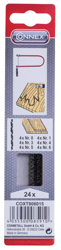 CONNEX Laubsägeblatt-Set sortiert, 130 mm Blattlänge, 24 Stück