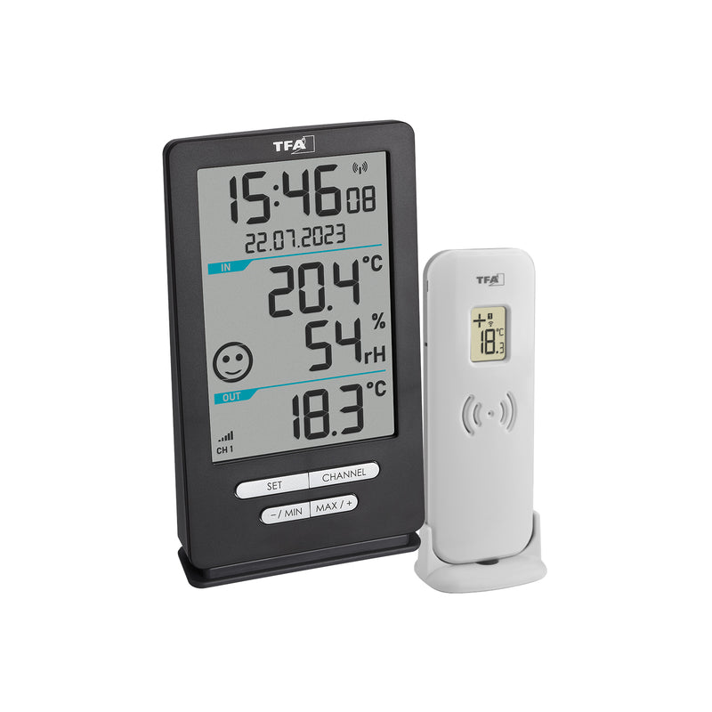 TFA Xena Home Funk-Thermo-Hygrometer in grau, Maße 27 x 140 mm