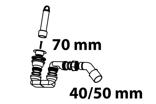 Schütte Standrohrventil 1 1/2" mit Siphon für Duschwanne, 40/50 mm Wandanschluss