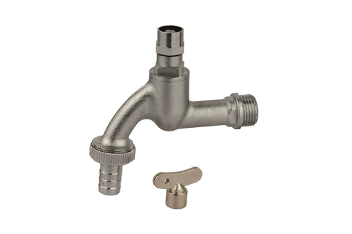 Schütte MS Auslaufventil 1/2"AG x 3/4"AG x 1/2"T verchromt mit Steckschlüssel