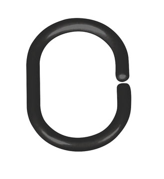 WENKO Duschvorhangringe 12 Stück schwarz, oval mit Öffnung aus Kunststoff