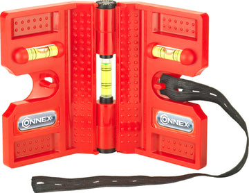 CONNEX Pfostenwasserwaage/Eckwasserwaage aus Kunststoff, 13,5 cm rot (kein Griff)