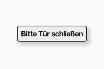 Conmetall Meister Hinweisschild Bitte Türe schl., PVC weiß, selbstklebend, 200 x 48 mm