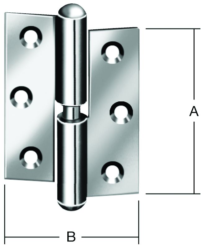 VORMANN Normenscharnier gerade rechts, rostfrei, 50 x 40 x 1,5 mm (2 Stk.)