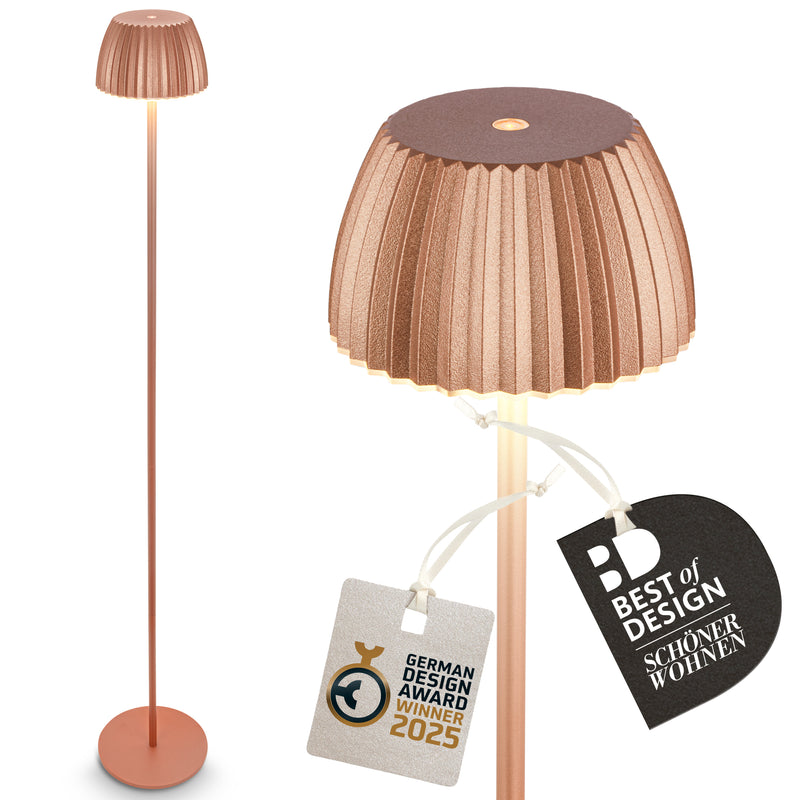 BRILONER Akku-Stehleuchte kupfer IP44 4,2 W Lichtkante 2700 K