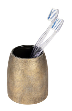 WENKO Tremea Zahnputzbecher Keramik bronze/schwarz, stehend 10 cm