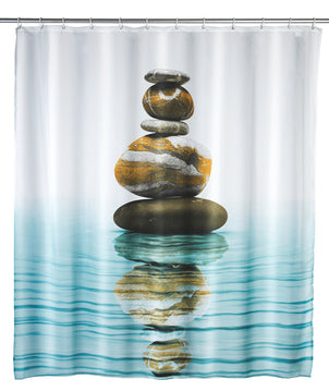 WENKO Duschvorhang „Meditation“ aus Polyester, Maße 180 x 200 cm