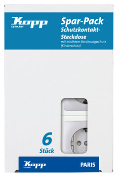 Kopp PARIS Schutzkontakt-Steckdose 1-fach silber, Profi Pack 6 Stück