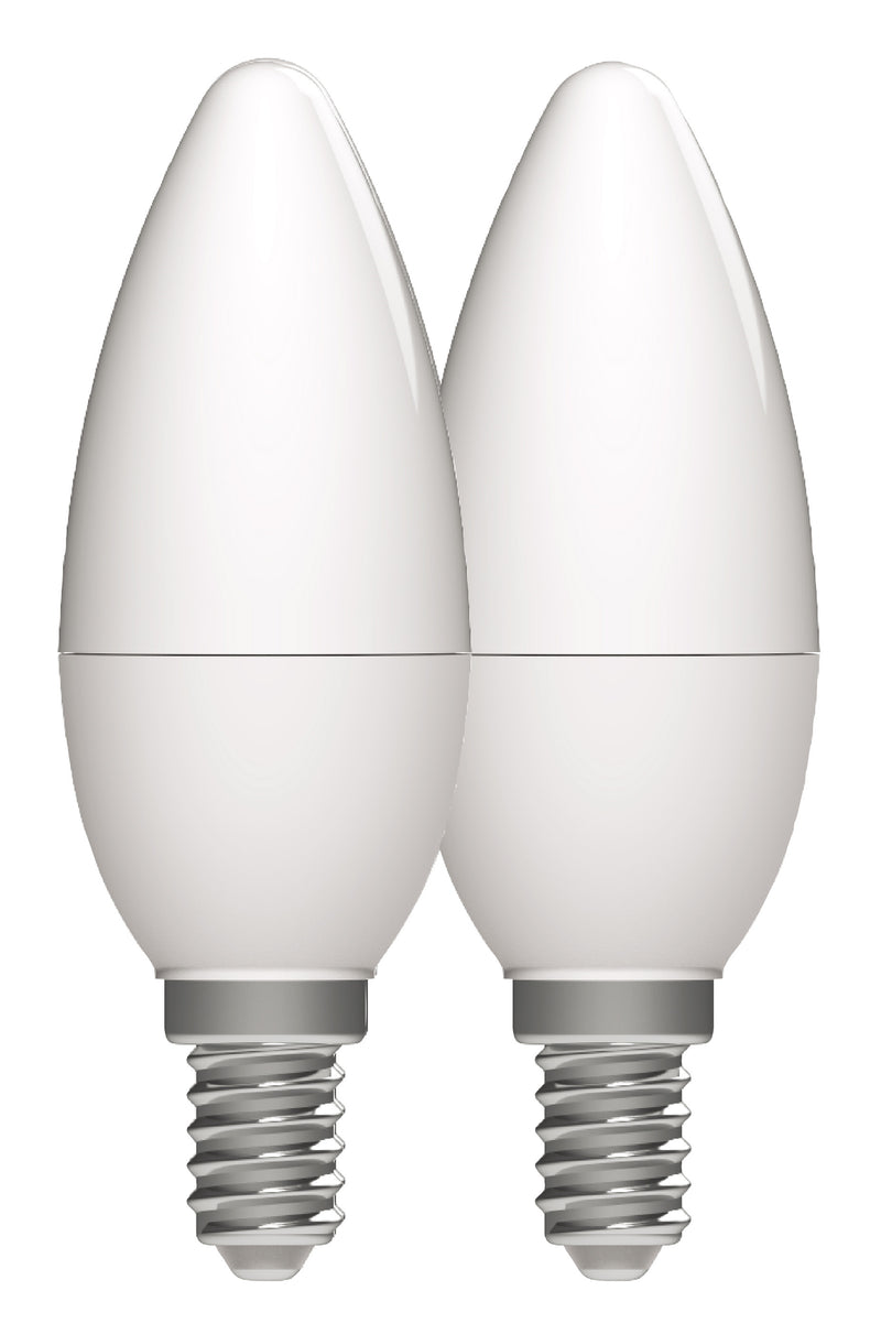 LightMe LED-Lampe Kerze warmweiß 2,5 W im 2er-Pack, E14-Fassung, 35×104 mm