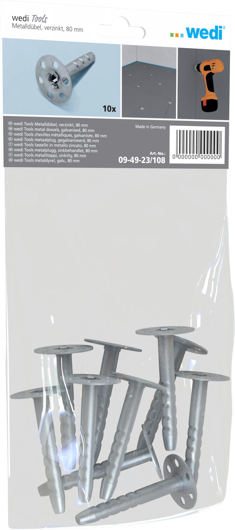 wedi Tools Metalldübel verzinkt für Dämmstoff, 200 mm, 100 St