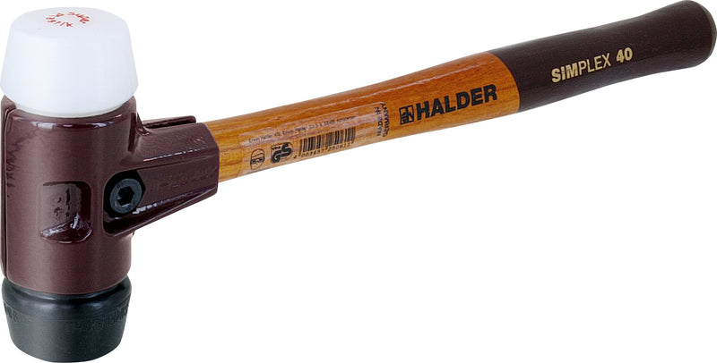 Halder Simplex-Schonhammer 60 mm Gummi schwarz, Plastik weiß