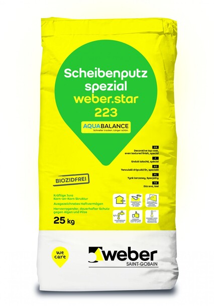 weber.star 220 AquaBalance Scheibenputz Jura mineralisch Farbe 0010, 25 kg