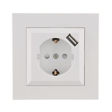 UNITEC Steckdose mit USB Melbourne ultraweiß, 1x Schuko und USB 2