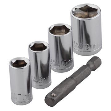 Wolfcraft Steckschlüsseleinsätze 7/8/10/13 mm inkl. Adapter, 4-teilig