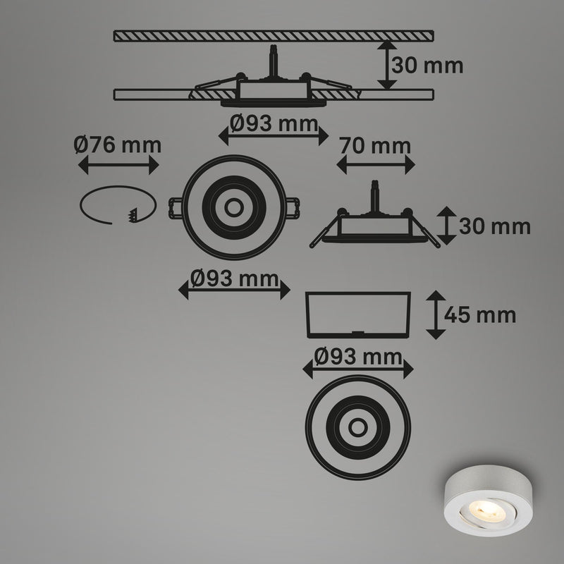 BRILONER Leuchten Aufbauleuchte LED flach Chrom matt