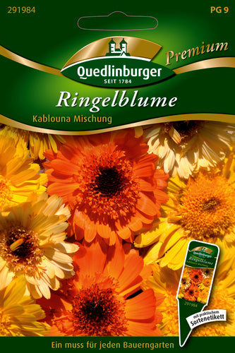 QUEDLINBURGER SAATGUT Ringelblume „Kablouna“-Mischung PG 9 Premium – gold/orange