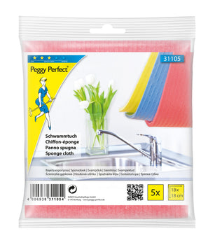 Peggy Perfect Schwammtuch gelb/rosa, 20 x 18 cm, 5er Pack