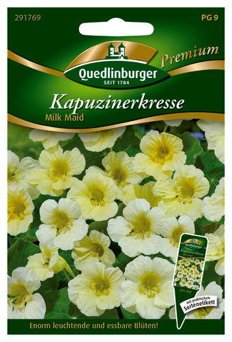 QUEDLINBURGER SAATGUT Kapuzinerkresse Milk Maid, cremegelb, Premium 25 St