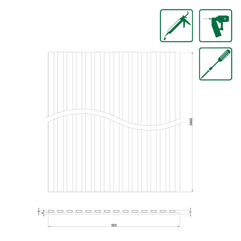 Neuhofer Akustikpaneel ALU Eiche WP KFEI001, 240 x 56,5 x 1,7 cm