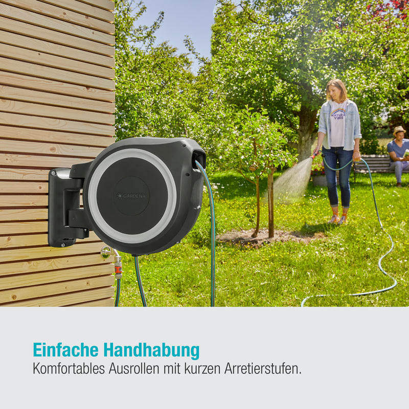 GARDENA Wand-Schlauchbox RollUp L, weiß, mit 30 m Schlauch