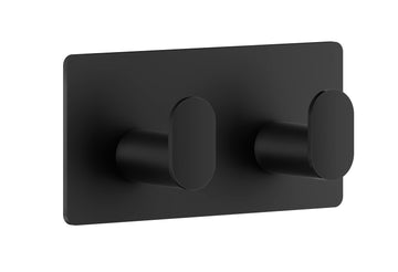Smedbo CUBE Doppelhaken aus Edelstahl in Schwarz, selbstklebend