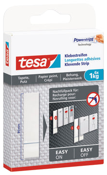 Tesa Streifen Tapete & Putz Klebestreifen weiß, Klebepad, 6 Stück