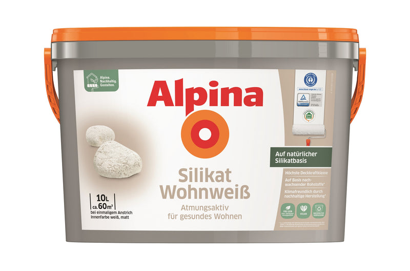 Alpina Silikat-Wandfarbe „gesundes Wohnen“ weiß, Silikatfarbe matt