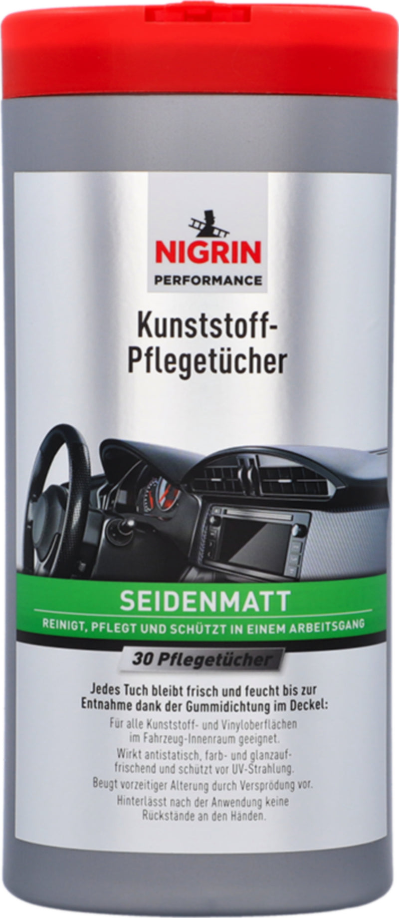 Nigrin Kunststoffpflegetücher matt, 30 Stück für die Autopflege
