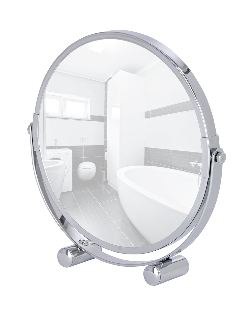 WENKO Mera Kosmetikspiegel silber rund, Standspiegel Ø 17 cm