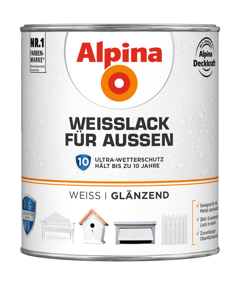 Alpina Weißlack für außen glänzend weiß