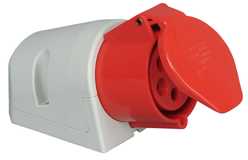 Kopp CEE-Wandsteckdose 5-polig mit Deckel, rot, IP44, 16 A